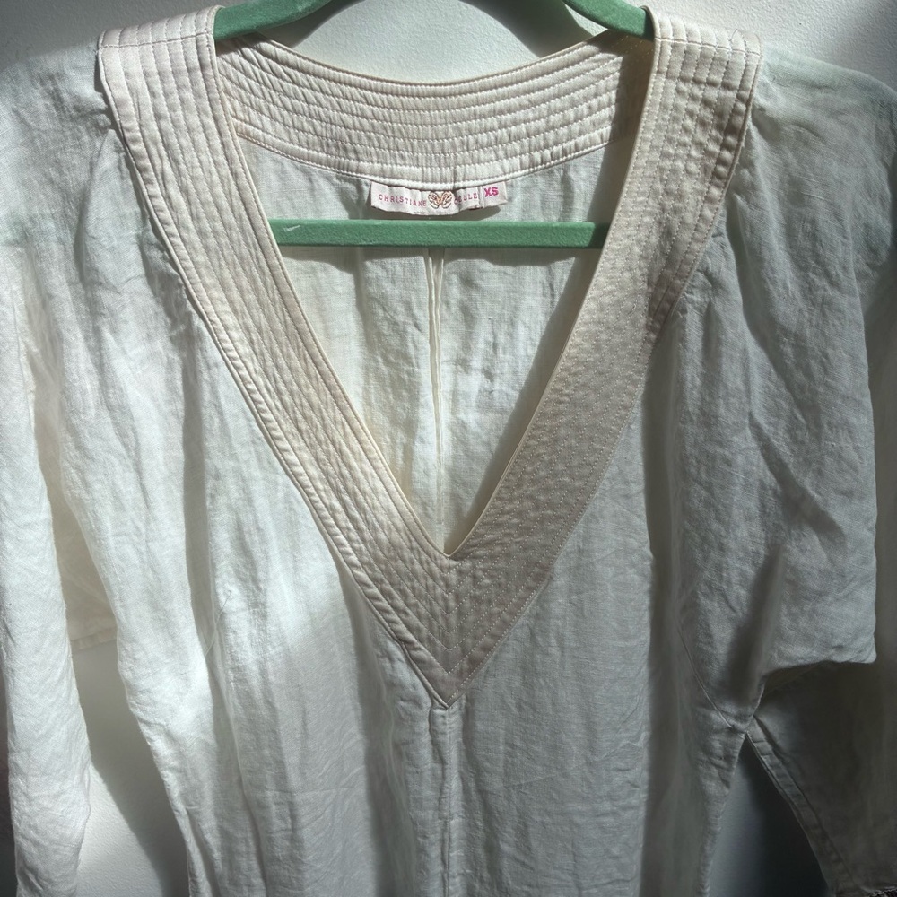 VNTG Christiane Celle for Anthropologie| White Linen Maxi Dress| Etheral Bridal